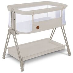 Lionelo - Patut co-sleeper Luna, 2 in 1, Cu laterala culisanta, Bej, Culoare: Crem, Dimensiuni: 80x50
