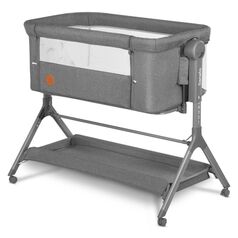 Lionelo - Patut co-sleeper Leonie Plus, Pliabil, Cu sistem de leganare, Gri, Culoare: Gri, Dimensiuni: 80x50