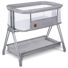 Lionelo - Patut co-sleeper Luna, 2 in 1, Cu laterala culisanta, Gri deschis, Culoare: Gri deschis, Dimensiuni: 80x50