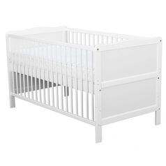 BabyNeeds - Patut din lemn Nadia 140x70 cm, transformabil, Alb