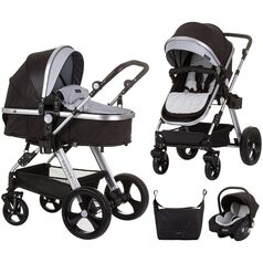 Carucior Chipolino Havana 3 in 1 obsidian silver, Culoare: Gri/Negru, Model: 3 in 1