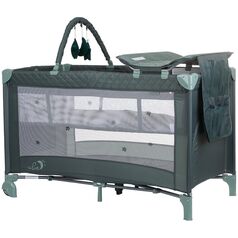 Patut pliabil cu saltea de infasat Chipolino Luna pastel green, Culoare: Verde, Dimensiuni: 120x60