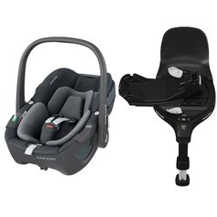 Scaun Auto I-Size Maxi-Cosi PEBBLE 360 + Baza Auto FAMILYFIX 360 PRO ESSENTIAL GRAPHITE, Culoare: Gri/Negru, Grupa: 0-13kg (0 luni - 12 luni)