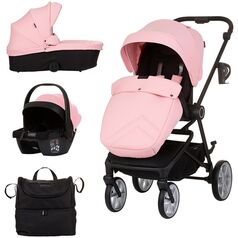 Carucior Chipolino Linea 3 in 1 flamingo, Culoare: Roz, Model: 3 in 1