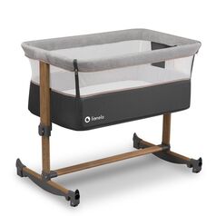 Lionelo - Patut Co-Sleeper cu balansare, Leonie, Grey Sand, Culoare: Gri/Negru, Dimensiuni: 95x65