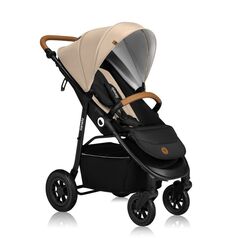 Carucior sport, Lionelo, Natt, De la nastere, Cu accesorii si capotina XXL reglabila, 0 - 22 kg, Bej, Culoare: Bej, Model: sport