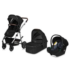 Carucior 3 in 1, Lionelo, Amber, Pana la 22 kg, Negru, Culoare: Negru, Model: 3 in 1