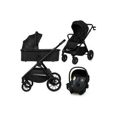 Carucior 3 in 1, Lionelo, Layla, Pana la 22 kg, Negru, Culoare: Negru, Model: 3 in 1
