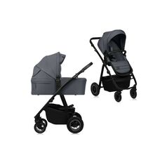 Carucior 2 in 1, Lionelo, Amber Plus, Pana la 22 kg, Gri inchis, Culoare: Gri, Model: 2 in 1
