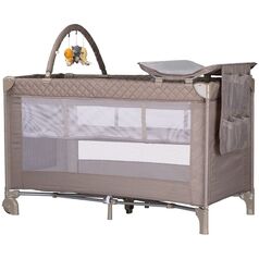 Patut pliabil cu saltea de infasat Chipolino Luna tiramisu, Culoare: Crem, Dimensiuni: 120x60