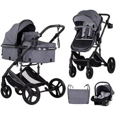 Carucior Chipolino Amore 3 in 1 cloud grey, Culoare: Gri, Model: 3 in 1