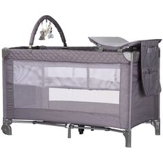 Patut pliabil cu saltea de infasat Chipolino Luna cloud, Culoare: Gri, Dimensiuni: 120x60
