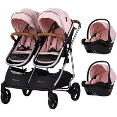Carucior gemeni Chipolino Duo Smart 3 in 1 pink marshmallow, Culoare: Roz, Model: gemeni