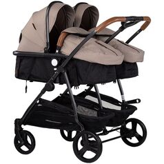 Carucior gemeni Chipolino Duo Smart 2 in 1 tiramisu, Culoare: Gri, Model: gemeni