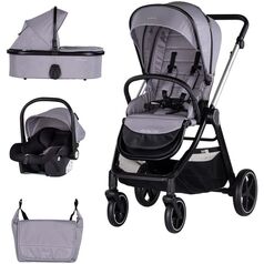 Carucior Chipolino Marbella 3 in 1 cloud grey, Culoare: Gri, Model: 3 in 1