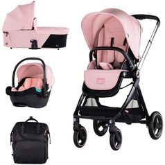Carucior Chipolino Elite 3 in 1 pink marshmallow, Culoare: Roz, Model: 3 in 1