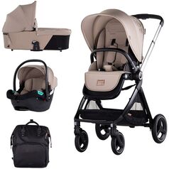 Carucior Chipolino Elite 3 in 1 tiramisu, Culoare: Crem, Model: 3 in 1