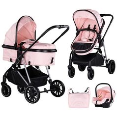 Carucior Chipolino Aura 3 in 1 pink marshmallow, Culoare: Roz, Model: 3 in 1
