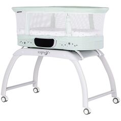 Patut cu leganare si cantar integrat Chipolino Sogno 2 in 1 pastel green, Culoare: Verde, Dimensiuni: 95x65