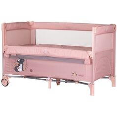 Patut pliabil Chipolino Relax pink marshmallow cu laterala culisanta, Culoare: Roz, Dimensiuni: 120x60