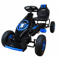 Kart cu pedale Gokart, 4-10 ani, roti gonflabile, G8 R-Sport - Albastru, Culoare: Albastru