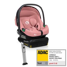 Scoica auto, Lionelo, i-Size Astrid, Include baza Isofix, 0-13 Kg, 40-87 cm, Testat ADAC, Conform cu R129, Roz, Culoare: Roz, Grupa: 0-13kg (0 luni - 12 luni)