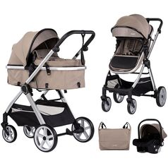 Carucior Chipolino Vista 3 in 1 tiramisu, Culoare: Crem, Model: 3 in 1