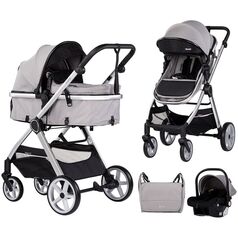 Carucior Chipolino Vista 3 in 1 cloud grey, Culoare: Gri, Model: 3 in 1