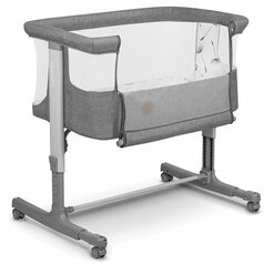 Patut co-sleeper, Lionelo, Aurora, 3 in 1, Cu leganare si setare unghiulara, Pana la 9 kg, 0 luni+, Gri, Culoare: Gri, Dimensiuni: 80x50