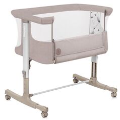 Patut co-sleeper, Lionelo, Aurora, 3 in 1, Cu leganare si setare unghiulara, Pana la 9 kg, 0 luni+, Bej, Culoare: Bej, Dimensiuni: 80x50