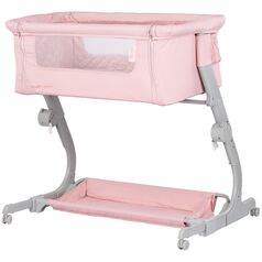 Patut co-sleeper Chipolino Eleganza cu laterala culisanta pink marshmallow, Culoare: Roz, Dimensiuni: 80x50