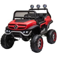 Masinuta electrica Chipolino OffRoad Mercedes Unimog cu scaun din piele si roti EVA red