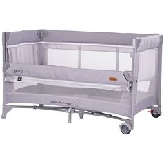 Patut pliabil Chipolino Glory cu laterala culisanta cloud, Culoare: Gri, Dimensiuni: 120x60