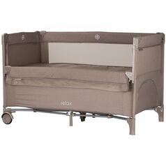Patut pliabil Chipolino Relax tiramisu linen cu laterala culisanta, Culoare: Crem, Dimensiuni: 120x60