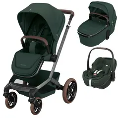 Sistem 3in1 Maxi-Cosi FAME Carucior + Landou + Scoica Auto Pebble 360 PRO2 TWILLIC GREEN, Culoare: Verde inchis, Model: 3 in 1