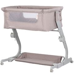 Patut co-sleeper Chipolino Eleganza cu laterala culisanta tiramisu, Culoare: Crem, Dimensiuni: 80x50
