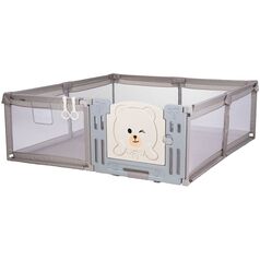 Tarc de joaca Chipolino Amico 200x180 cm cu usa beige, Culoare: Bej