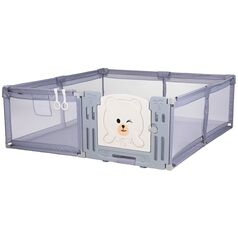 Tarc de joaca Chipolino Amico 200x180 cm cu usa grey, Culoare: Gri