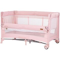 Patut pliabil Chipolino Glory cu laterala culisanta pink marshmallow, Culoare: Roz, Dimensiuni: 120x60