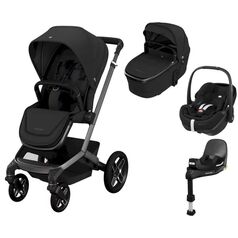 Sistem 4in1 Maxi-Cosi FAME Carucior + Landou + Scoica Auto Pebble 360 PRO2 + Baza Auto FAMILYFIX 360 PRO TWILLIC BLACK, Culoare: Negru, Model: 4 in 1