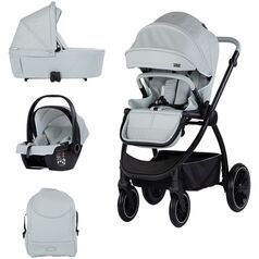 Carucior Chipolino Prestige 3 in 1 matcha, Culoare: Gri deschis, Model: 3 in 1