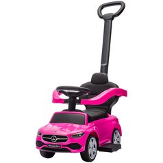 Masinuta de impins Chipolino Mercedes Benz C-Class cu maner pink, Culoare: Roz