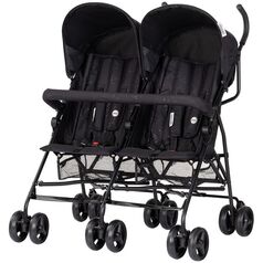 Carucior gemeni Chipolino Double Point blackberry, Culoare: Negru, Model: gemeni