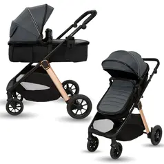 Carucior transformabil 2in1, Appekids Elite - Navy Grey, Culoare: Gri/Negru, Model: 2 in 1