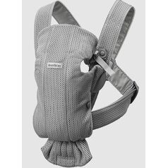 Babybjorn - Marsupiu anatomic Mini, cu multiple pozitii de purtare, Grey, 3D Mesh, Culoare: Gri