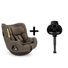 Nuna - Set Scaun auto rotativ i-Size TODL next Pistachio, 40-105 cm + Baza isofix BASE next i-Size pentru TODL next, testat ADAC, Culoare: Maro, Grupa: 0-18kg (0 luni - 4 ani)