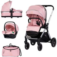 Carucior Chipolino Euphoria 3 in 1 powder pink, Culoare: Roz, Model: 3 in 1