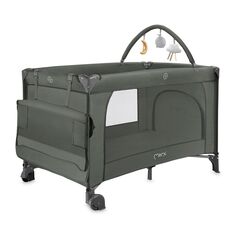 Patut pliabil cu doua nivele si masuta de infasat, 60x120 cm, Momi, Belove Plus - Green, Culoare: Verde inchis, Dimensiuni: 120x60
