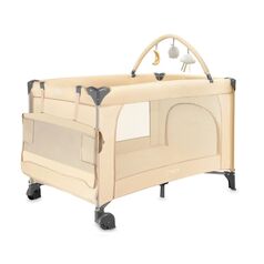 Patut pliabil cu doua nivele si masuta de infasat, 60x120 cm, Momi, Belove Plus -Beige, Culoare: Bej, Dimensiuni: 120x60