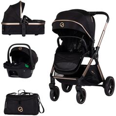 Carucior Chipolino Euphoria 3 in 1 noir, Culoare: Negru, Model: 3 in 1